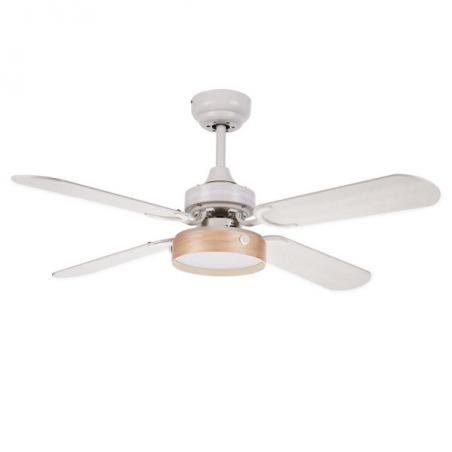 Ventilador Bornan 16w 1200lm Blanco 4 Asp Rev Blanco/haya 4000k 39x107d C.remoto