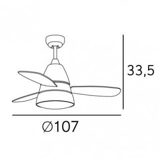 Ventilador Iseran Cromo  2xe27 3 Aspas  Metacrilato Acido 33.5x107d C.remoto