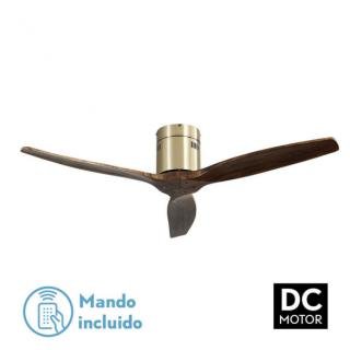 Ventilador Dc Aguilon Cuero 3 Aspas Roble 5 Velocidades Sin Luz Remoto Y Temporiz.132d