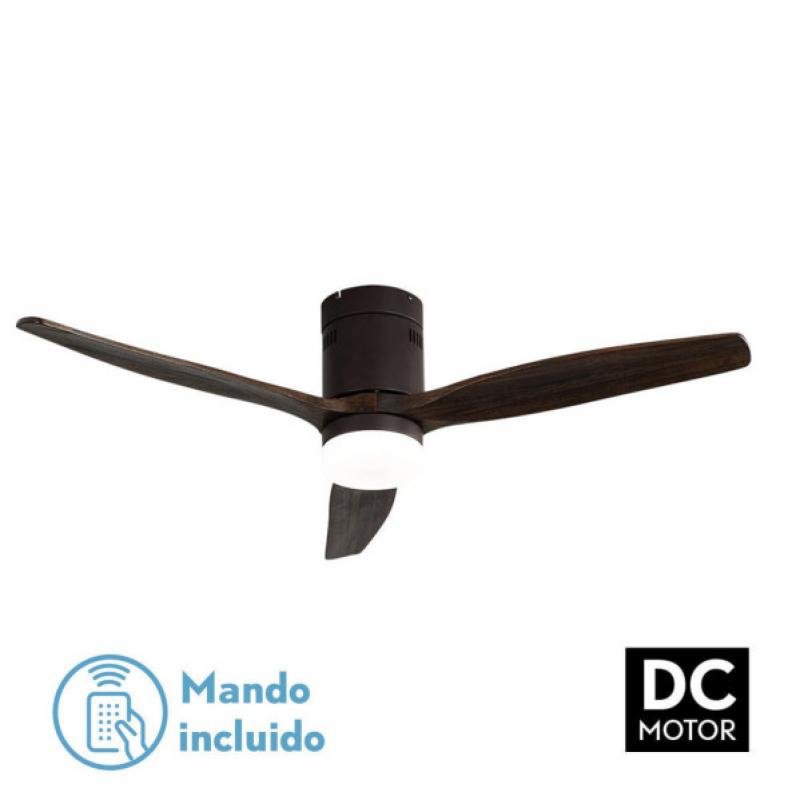 Ventil 18w Dc Aguilon Marron 3 Aspas Roble 5 Velocidades C/remoto Temporizador 34x132 D