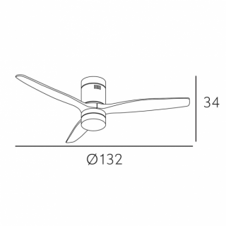 Ventil 18w Dc Aguilon Marron 3 Aspas Roble 5 Velocidades C/remoto Temporizador 34x132 D