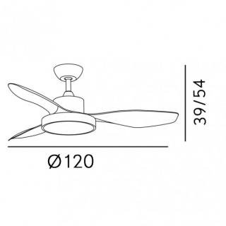 Ventilador Dc Hayate 48w 4078lm Blanco 3 Asp 39/54x120x120cm 3000-4000-6000k C/remoto, Memoria Y Temporizador