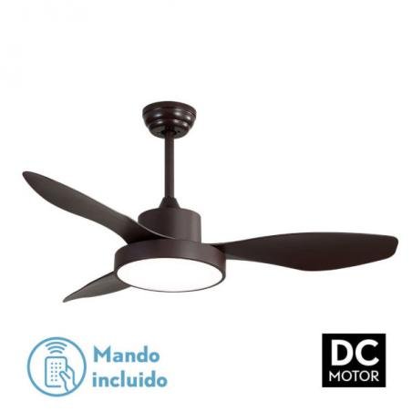 Ventilador Dc Hayate 48w 4078lm Marron 3 Asp 39/54x120x120cm 3000-4000-6000k C/remoto, Memoria Y Temporizador