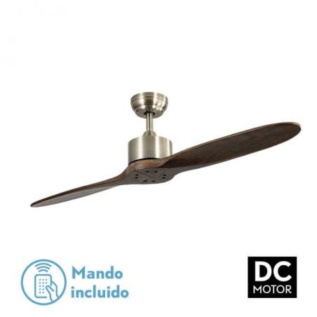 Ventilador Dc Leste Cuero 2 Aspas Roble Sin Luz 5 Velocidades Remoto Temporizador 132d