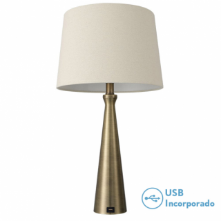 Sobremesa Pearl 1xe27 Cuero 61x33x33 Cm Puerto Usb