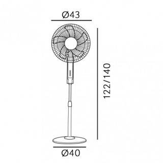 Ventilador De Pie Cacimbo Bl.3 Vel.45w.5 Aspas 43 D.  C/ Remoto.temporizador 0,5h-7,5h