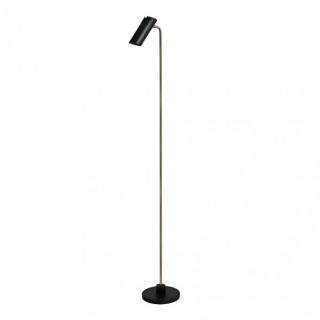 Pie Salon Marrakech 1xgu10 Negro/cuero 148x25x20 Cm Orientable