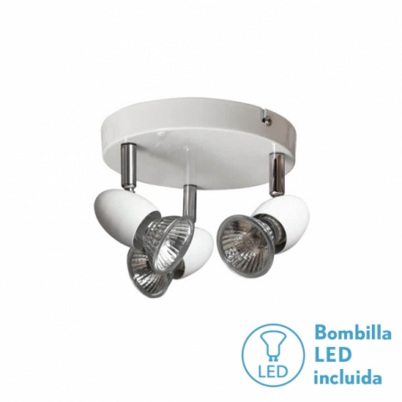 Plafon Foco Sonora Blanco 3xgu10 Bomb. LED incl 13x17d