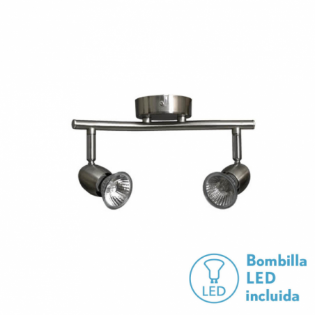 Regleta Foco Sonora Niquel 2xgu10 Bomb. LED incl 15x26